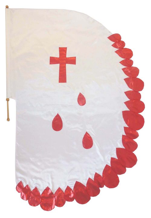 Blood of Jesus half circle flag